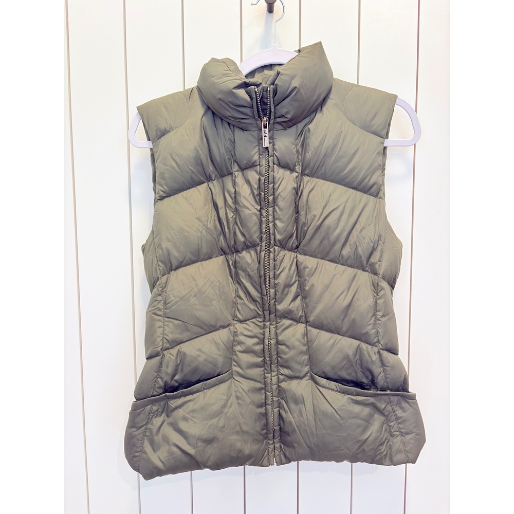 Add Down Gorpcore Puffer Vest Women Olive Green Quilted Full Zip Utility Outdoor